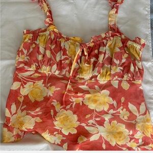 Wayf Sunlit Floral Dress in Yellow and Coral